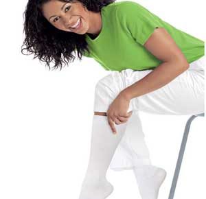 image showing a practitioner happy to wear nursing stockings