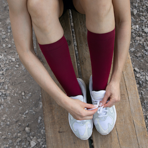 Red Knee High Compression Socks. These specific Compression Socks are ComproGear 20-30 mmHg Knee High Compression Socks.