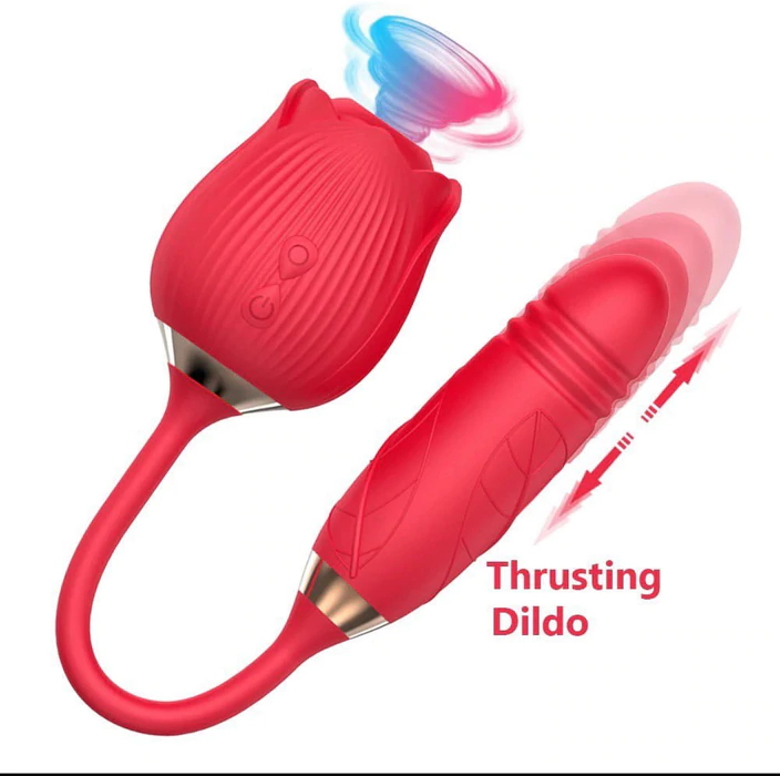 Rose Sex Toy With Red Thrusting Dildo for Tantric Sex Experience