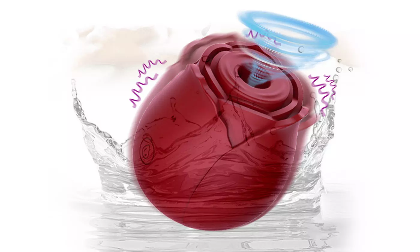 The vibrating clitoral suction toy is shown in red without a g-spot vibrator