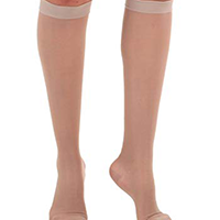 woman wearing sheer compression socks