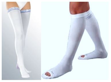 Different Styles of TED Stockings including close toe T.E.D. Hose and open toe T.E.D. Hose