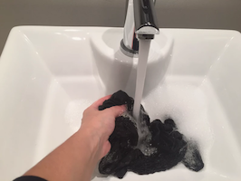 Washing Compression Sock in Sink