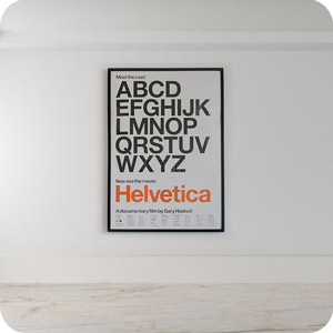 Image of the Alphabet in Helvetica hanged on a wall
