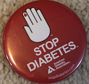 a button used in the campaign against diabetes from the American Diabetes Association