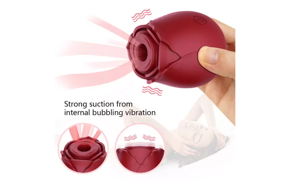 Strong suction from internal bubbling vibration. These flower toys do less vibrating and more suction on the clitoris than dedicated vibrating sex toys.