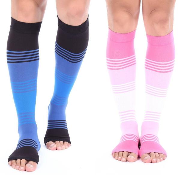 image of different colors of toeless compression stockings