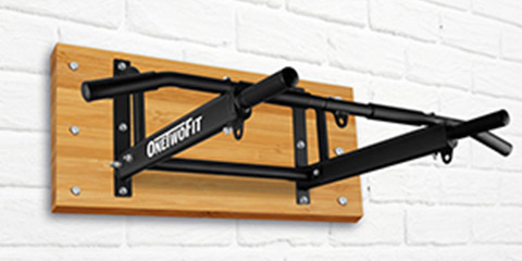 This image is of a wall mount in which the pull up bar is attached to two rods, which then sticks out from a wall.