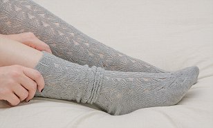 Lady wearing leg socks