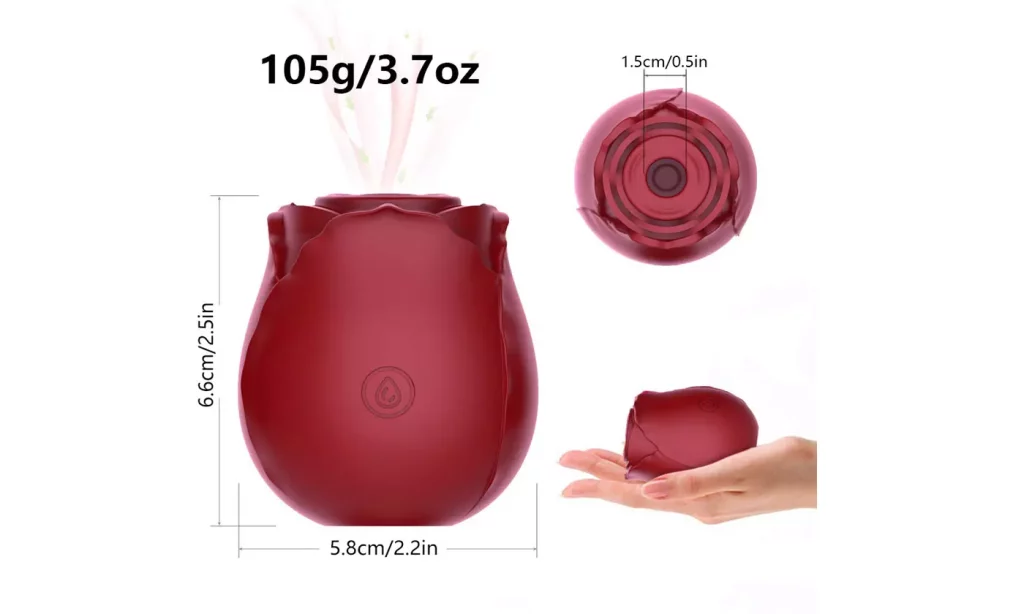 The red rose is hand held. This sex toy design is patented and legally only allowed to be used by the womanizer and satisfyer brands of clitoral suction sex toys.
