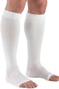 white open toe knee high compression stockings
