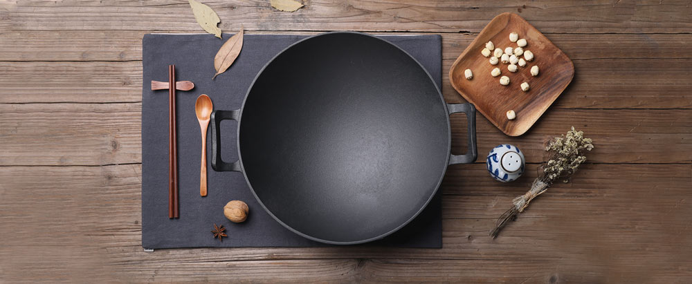 wok with food preparation