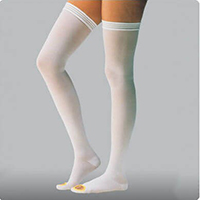  a picture of white thigh-high anti-thrombosis stockings