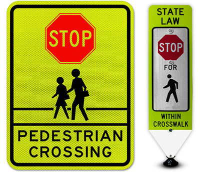 stop sign pedestrian crossing