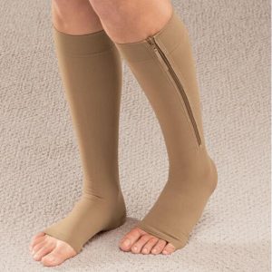 Image showing man wearing compression stocking with zips