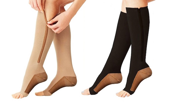 Two pairs of zippered compression socks