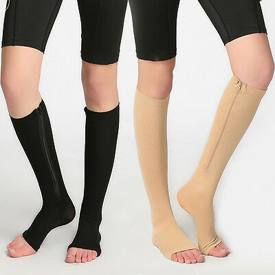 zippered compression socks images of people wearing them