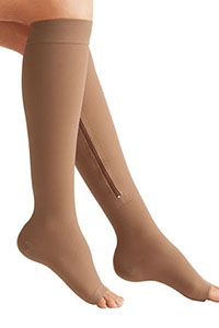 Open toe zip-up compression socks